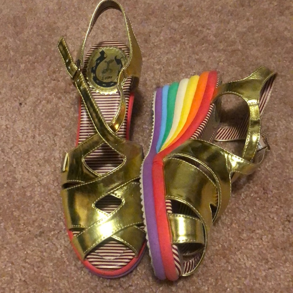 Miss L Fire Rainbow Vintage Wedges 8 RARE